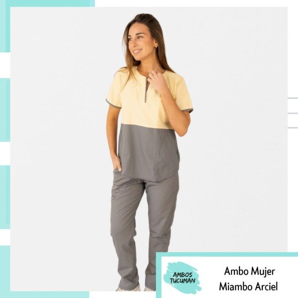 Producto - Ambo Mujer Amarillo Corte Gris Arciel