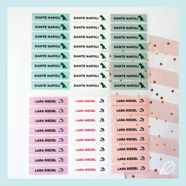 Producto - Etiquetas DTF x48 Super resistentes x 2 nombres