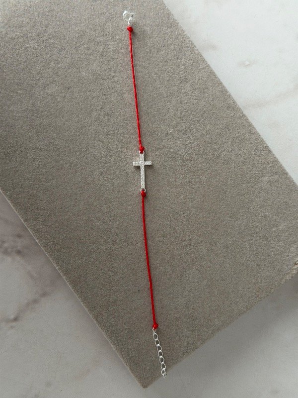 Producto - Pulsera hilo rojo cruz cubic - 2