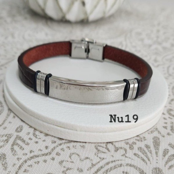 Producto - Pulsera centro chapa lisa malla marrón