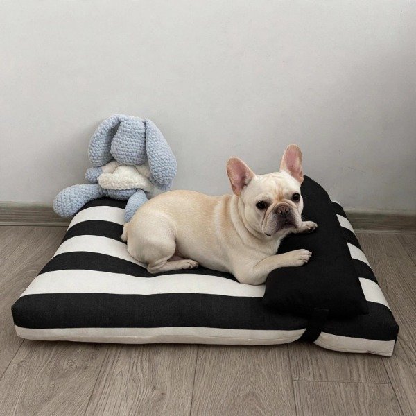 Producto - Colchonetas Rectangular con Almohadon Rayas Negras - 0