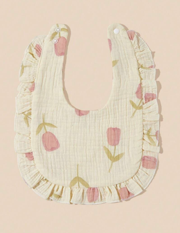 Producto - Baberos para Niñas Muselina Natural Flores
