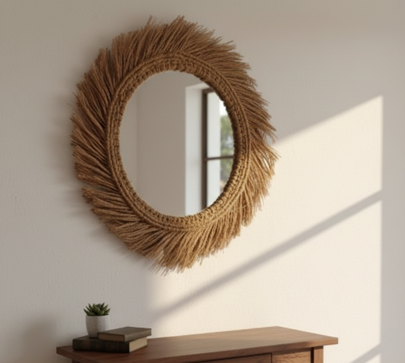 Producto - Espejo 35cm Artesanal - Yute - 0