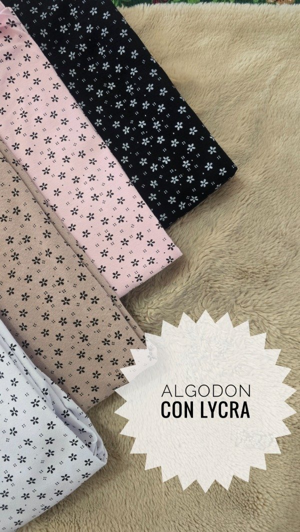 Producto - Algodon con lycra 30/1  " FLORES" AVELLANA 1 m (ancho 1.6 m)
