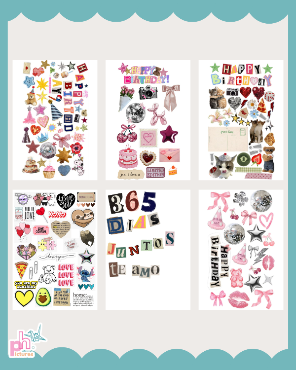 Producto - plancha de stickers para cartas o cajas de cumpleaños/aniversarios - 10