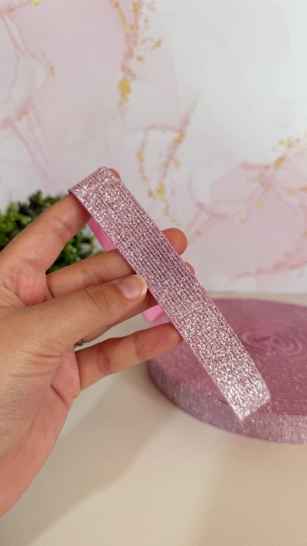 Producto - Elástico lurex 20mm  rosa - 3 mts