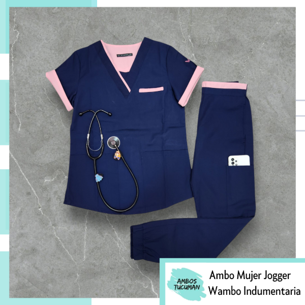 Producto - Ambo Jogger Azul Detalle Rosa Arc