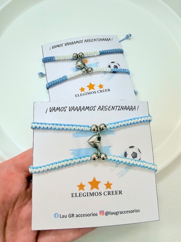 Producto - Pulseras para compartir corazon iman argentina