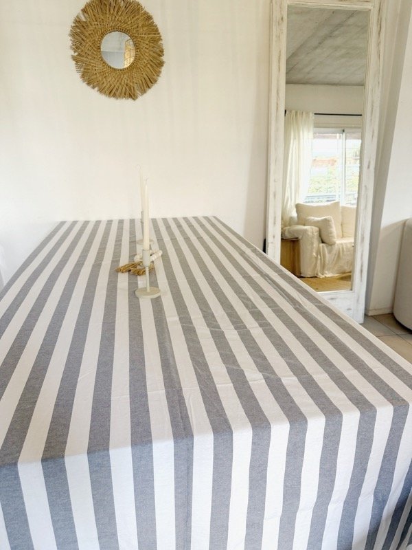 Producto - MANTEL TUSOR RAYA ANCHA GRIS