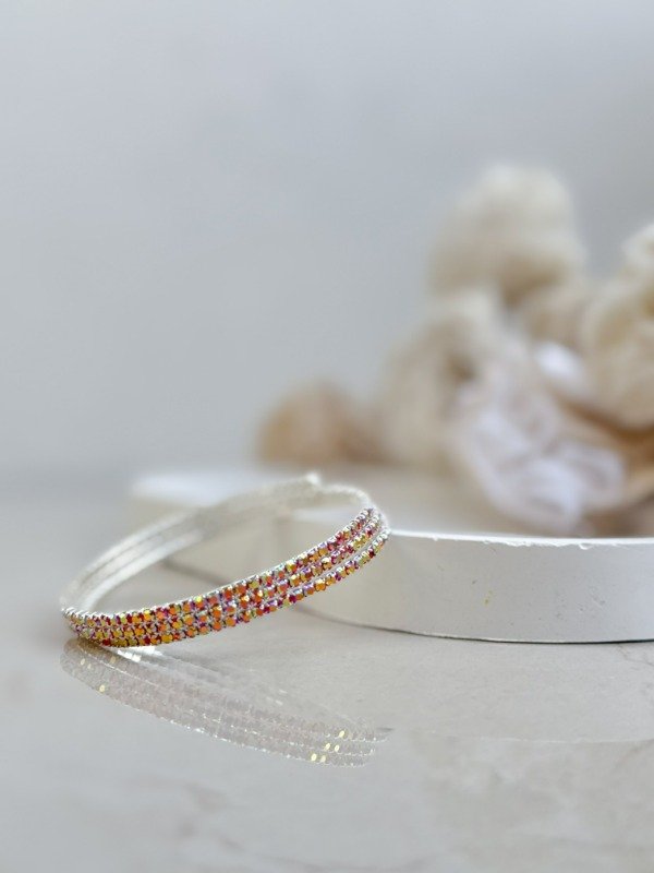 Producto - Pulsera Strass Triple Fantasía Plateado Rojo