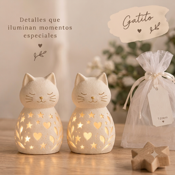Producto - Pack Souvenir con Vela LED  Gatito Luma - 1