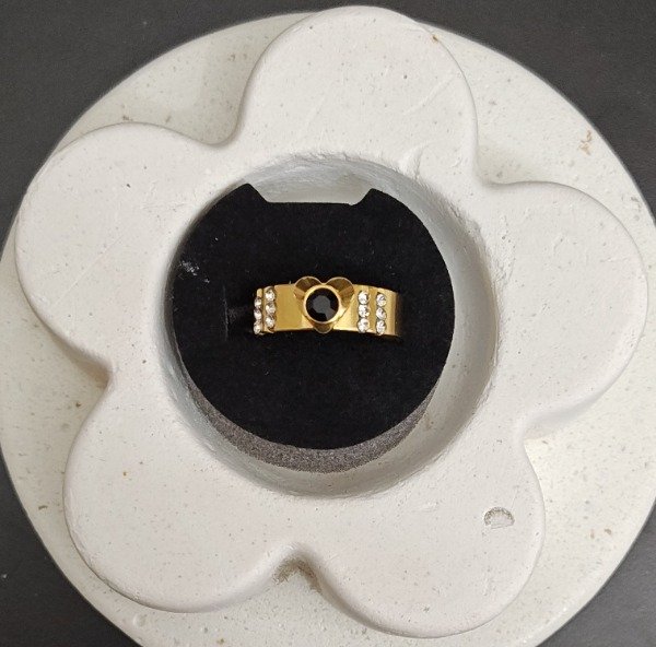 Producto - Anillo Corazón Piedra Negra NRO 16