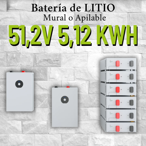 Producto - Batería de Litio DEYE 5,12kWh. Mural o Apilable - 1