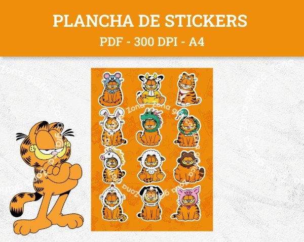 Producto - Plancha de Sticker Garfield