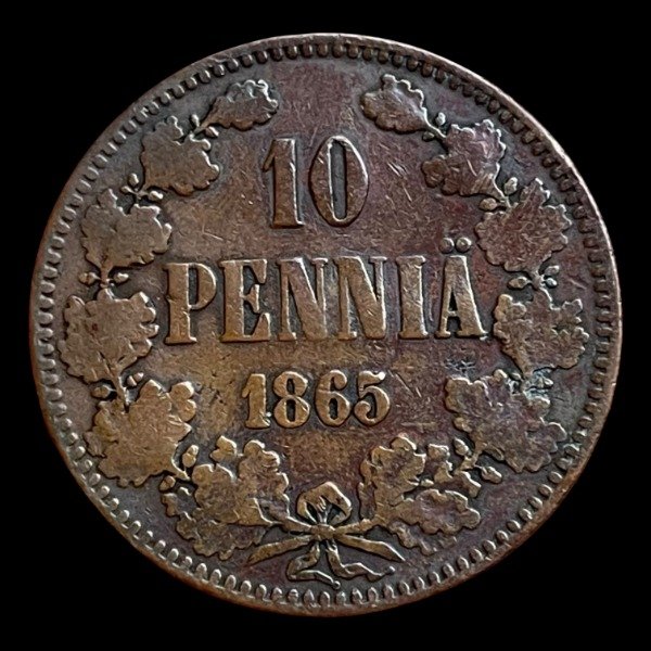 Producto - Finlandia. 10 Pennia de 1865 - KM#5.1