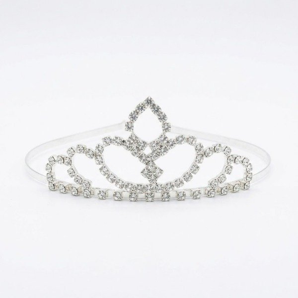 Producto - Corona tiara de metal plateada con strass - 0