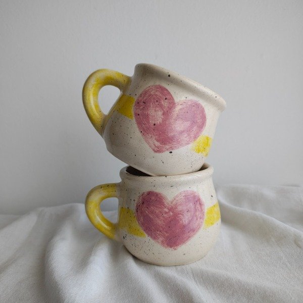 Producto - Taza Cachita - Diseño Corazón Rosa y Amarillo