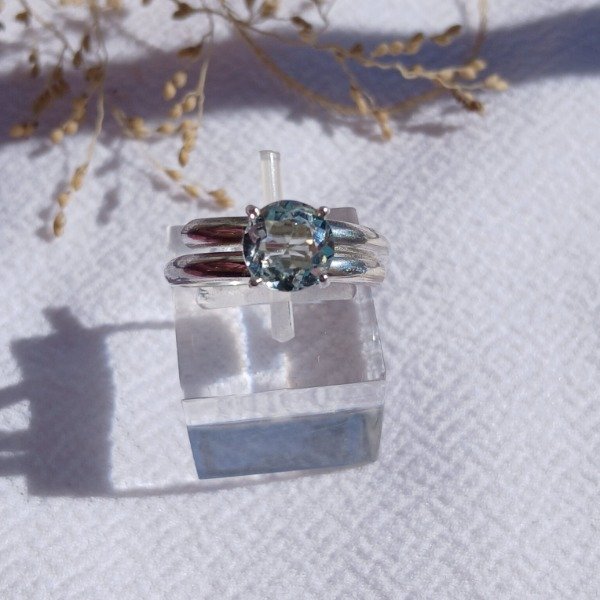 Producto - Anillo Plata 925 Berilo Aguamarina Ajustable - 6