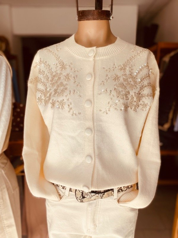 Producto - Cardigan Natural Bordado