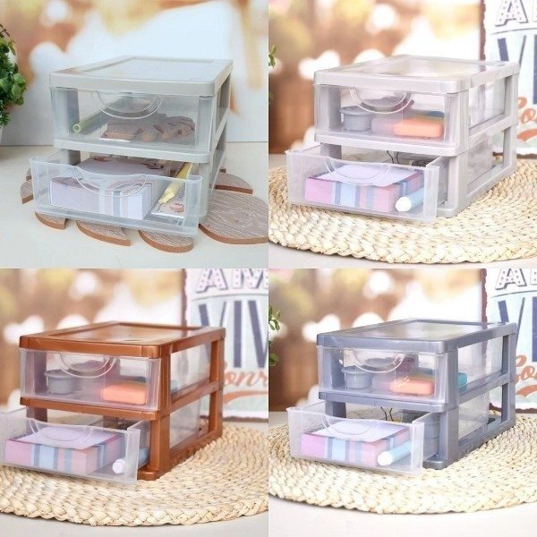 Producto - Cajonera Plástica De 2 Estantes Organizador Escritorio 12CM 8001