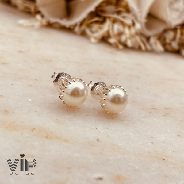 Producto - Aros Perlas 8mm Plata 925