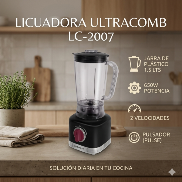 Producto - LICUADORA ULTRACOMB JARRA DE PLASTICO 1.5LTS 2 VELOCIDADES PULSADOR 650W LC-2007