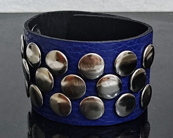 Producto - Pulsera Cuero Azul Tachas