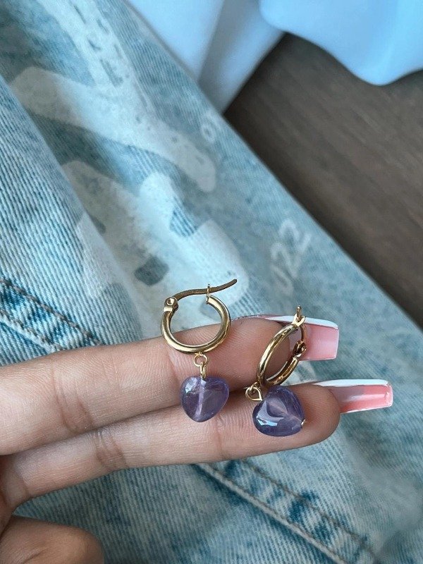 Producto - Aros Acero Dorado (amatista)