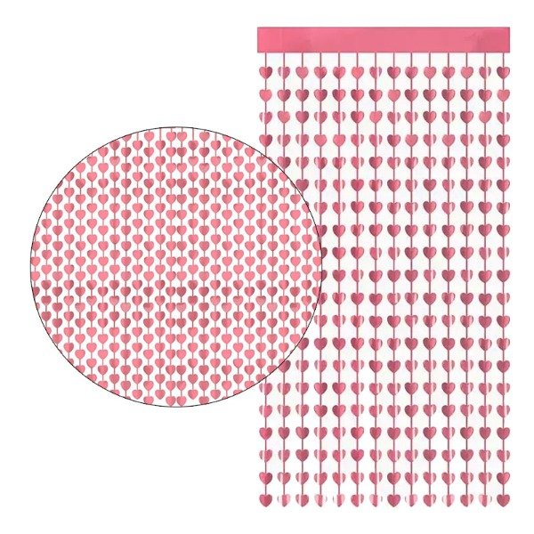 Producto - Cortina de corazones color rosa