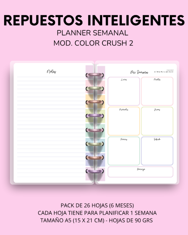 Producto - REPUESTO PLANNER SEMANAL MOD 2 COLOR CRUSH