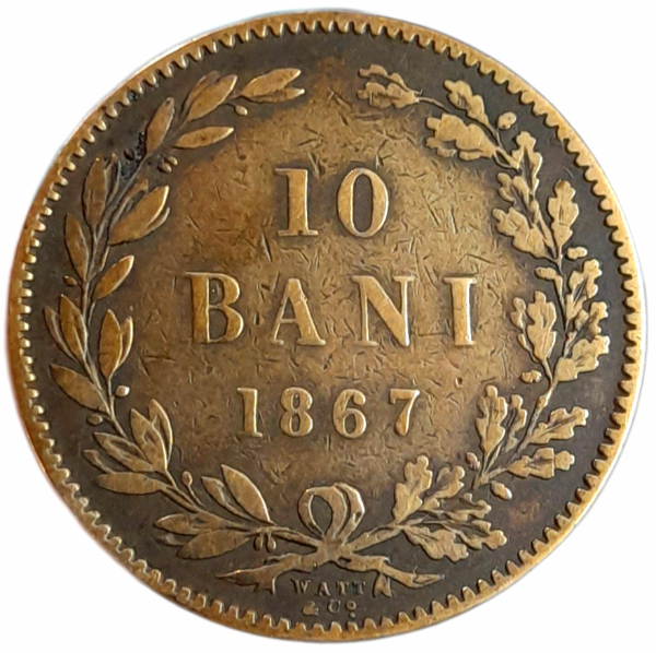 Producto - Rumanía 10 Bani 1867 Reino de Carlos I Km#4 -VF