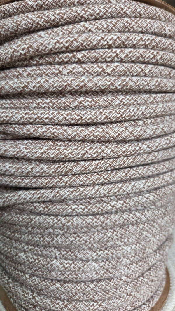 Producto - Cordon de algodón trenzado 6mm MELANGE TOSTADO y CRUDO - 1