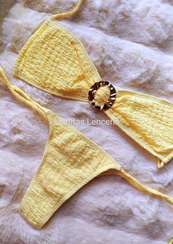 Producto - Bikini textura argolla amarilla talle 90/95/100