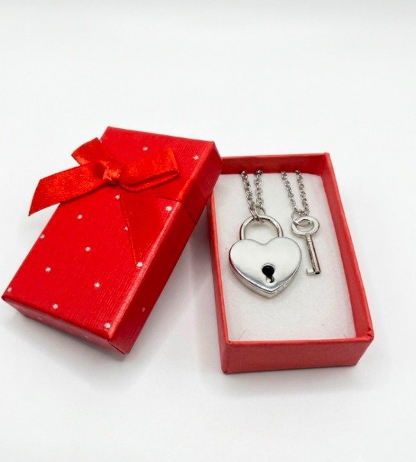 Producto - Dije Corazón Candado Con Llave Cadena Personalizado Grabado - 0