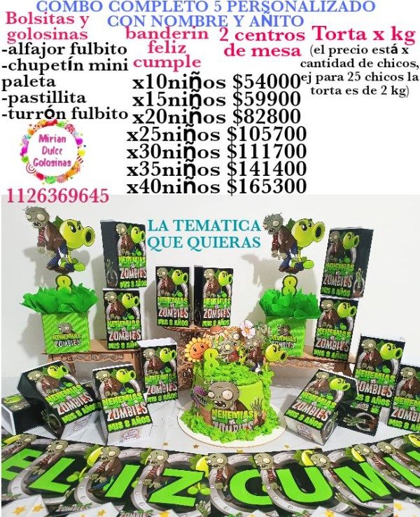Producto - Combo cumpleaños 5 planta vs zombies
