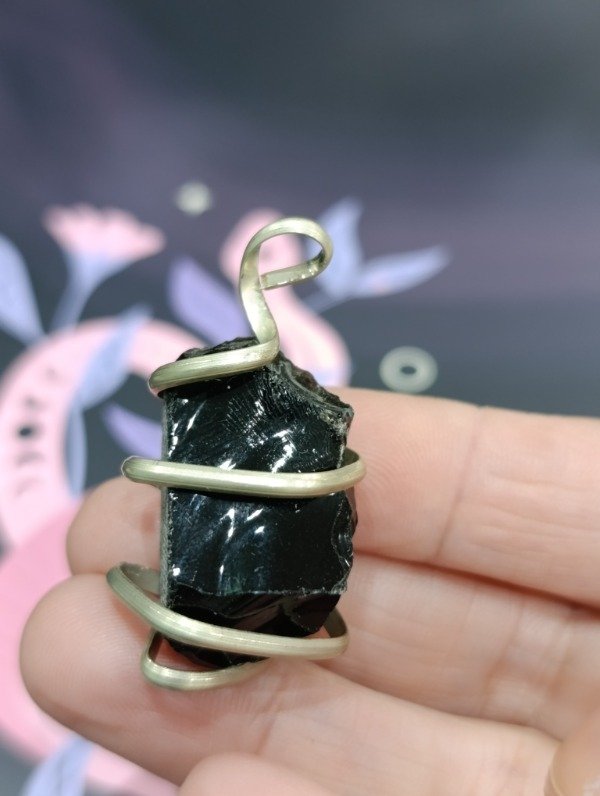 Producto - Dije obsidiana con alpaca