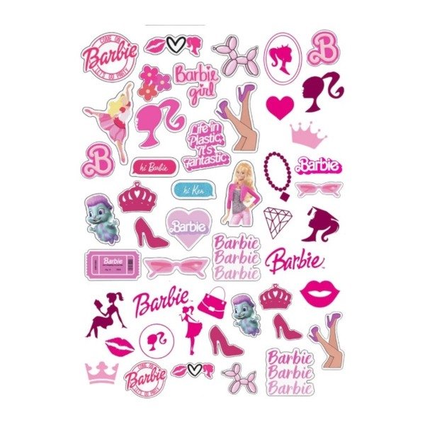 Producto - PLANCHAS A4 PREDISEÑADAS BARBIE - TATUAJES TEMPORALES - 1