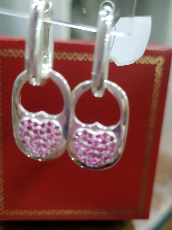 Producto - Aros plata 925 chapita corazones cubics - 1