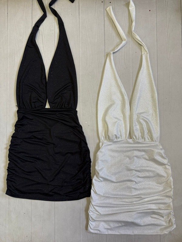 Producto - [8037] Vestido marilyn cola fruncida glitter