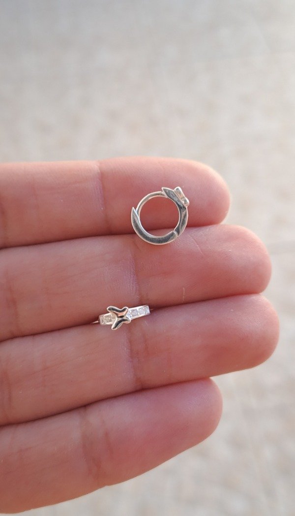Producto - Argollita de Plata 10mm con Mariposa y Mucropave (unidad)