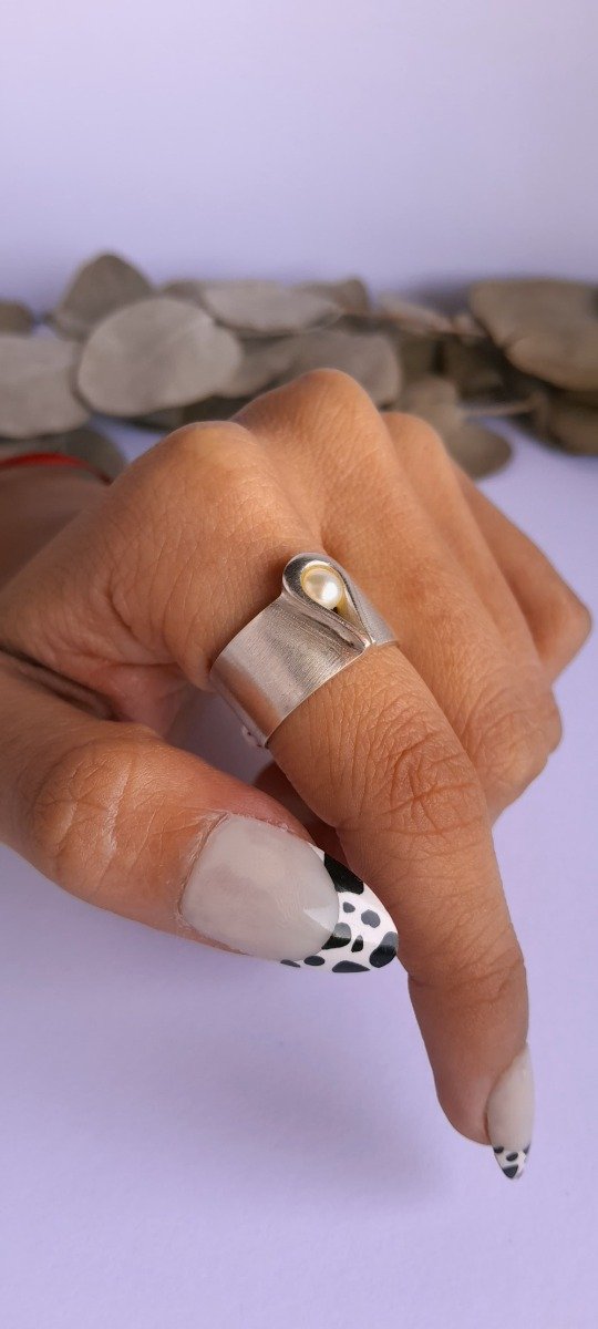 Producto - Anillo plata perla gota
