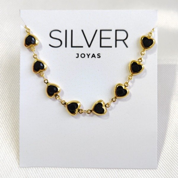 Producto - Pulsera corazones negro AD