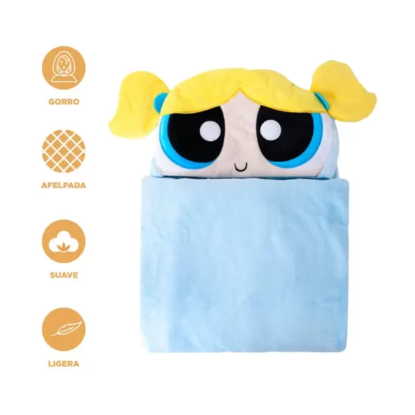 Producto - Manta con capucha Las Chicas Superpoderosas Burbuja Original Miniso - 0