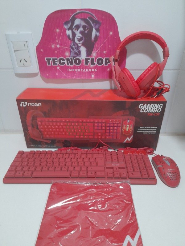 Producto - Teclado mouse mouse pad auricular combo gamer noga rojo
