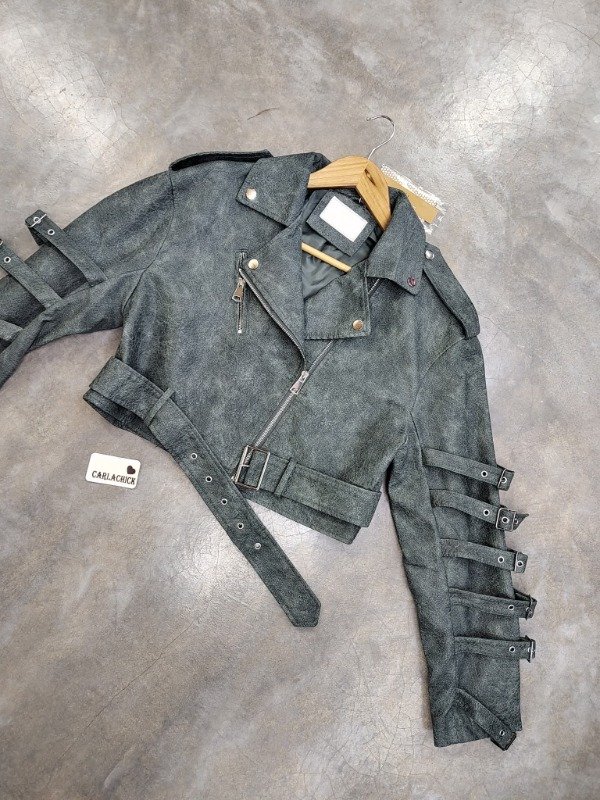 Producto - Campera eco cuero hebillas verde