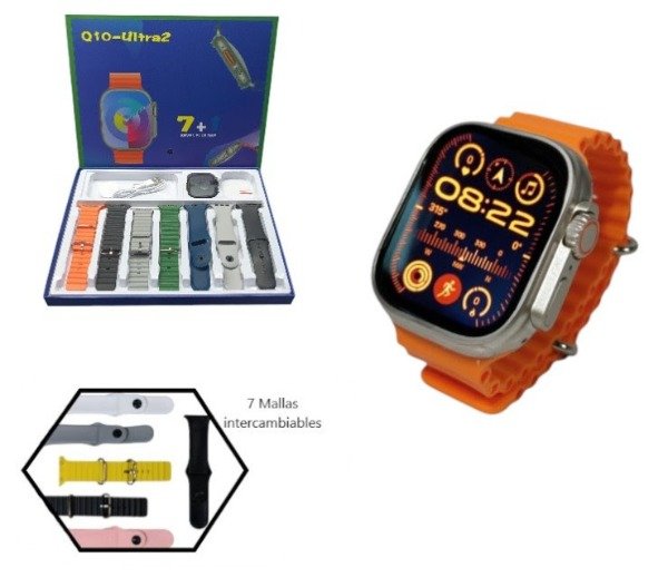 Producto - Smartwatch Q10 ULTRA2 con 7 Mallas Intercambiables