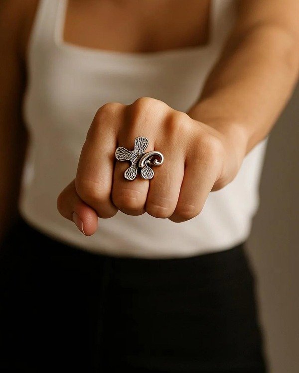Producto - Anillo de Plata 925 Flor 3D