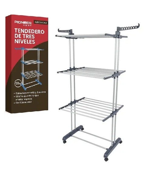 Producto - TENDER DE PIE PARA ROPA PLEGABLE 3 PISOS  PIONNER