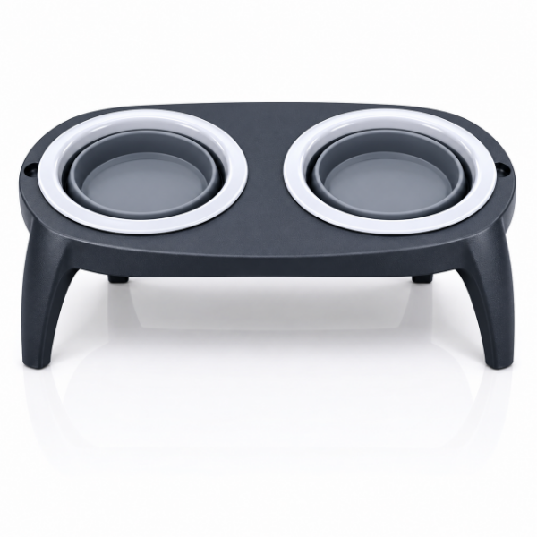 Producto - Comedero Doble Plastico con Comederos Plegables 26257 Pet Plast