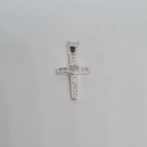 Producto - Dije cruz cristal blanco 18mm